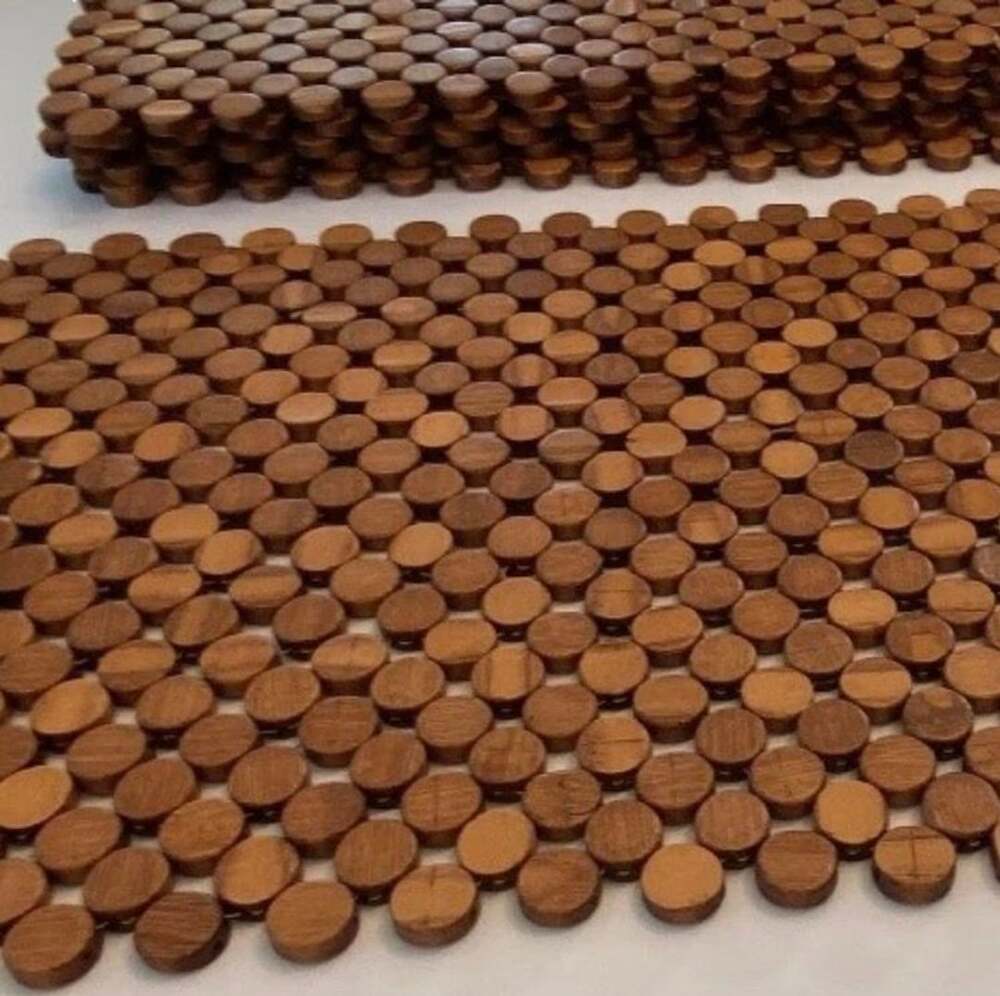 Unbranded Wood Placemat Size 12" x 18" Brown Circular Pieces Handmade